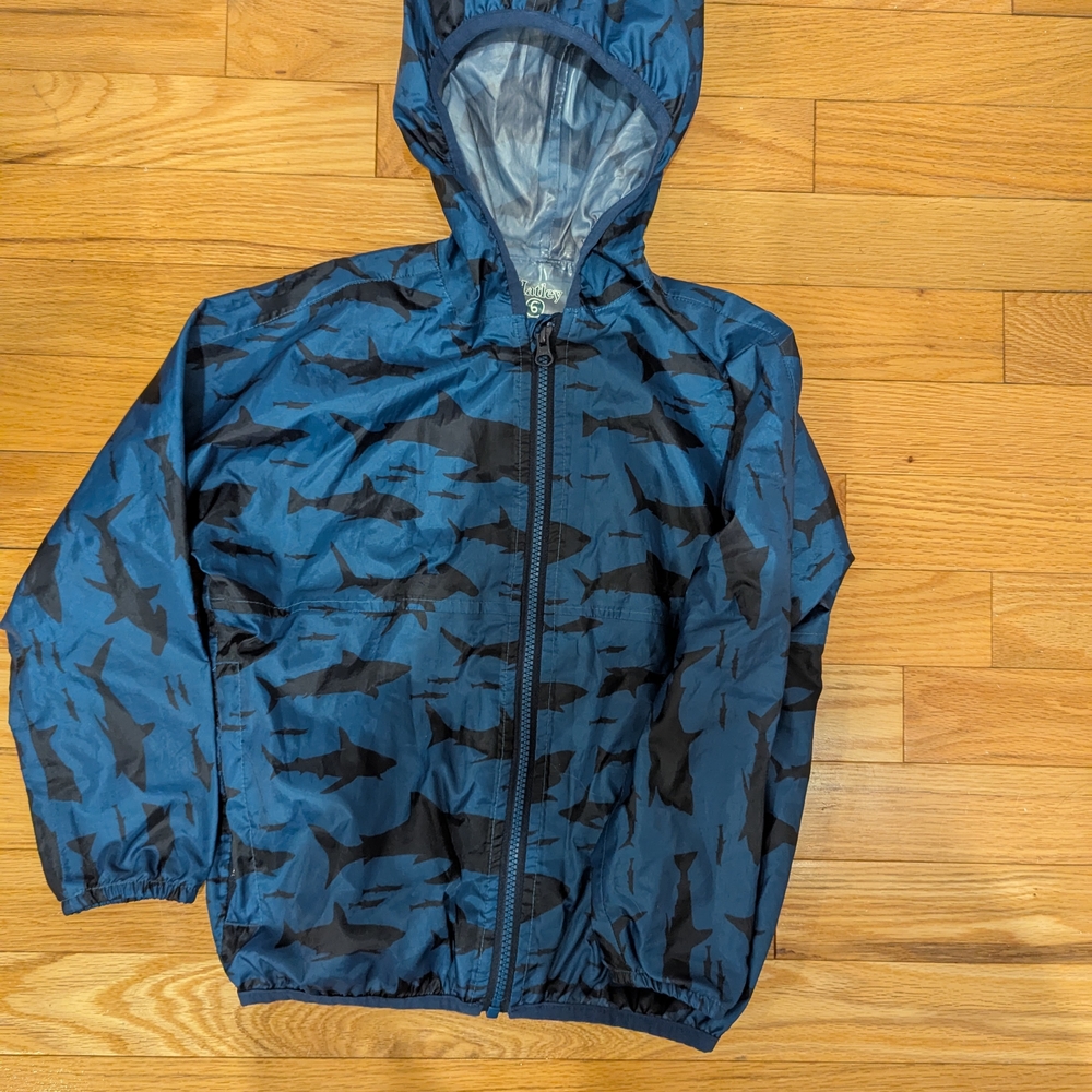 Hatley 6 Blue and Black Shark Pattern Jacket For Kids